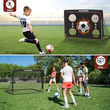 Дитячі футбольні ворота Klappbares Fußballtor 120x90 см та 150x120 см з мішком для транспортування та анкерами для кріплення - для саду, пляжу
