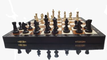 Велика магнітна дорожня шахова дошка з дерева 28 см Master of Chess, ручної роботи, для дорослих і дітей