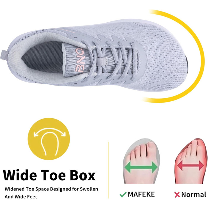 Жіночі трекінгові черевики MAFEKE з широкою передньою частиною для плоскостопості, підтримкою склепіння стопи, ортопедичні, широкі, спортивні, для тенісу, бігу, кросівки для жінок, розміри 39-45, колір рожево-сірий