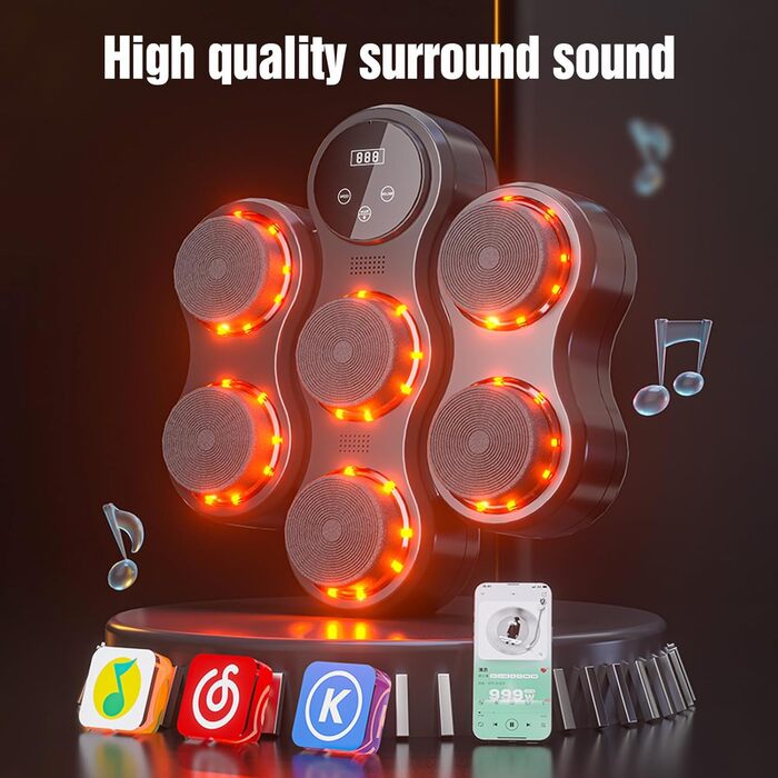 Музичний бокс для боксу з LED, Bluetooth, 9 режимів, 5 рівнів гучності, для дорослих і дітей