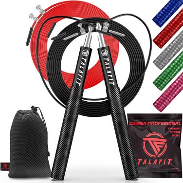 Професійна скакалка TALAFIT для кросфіту та фітнесу, регульована, чорна