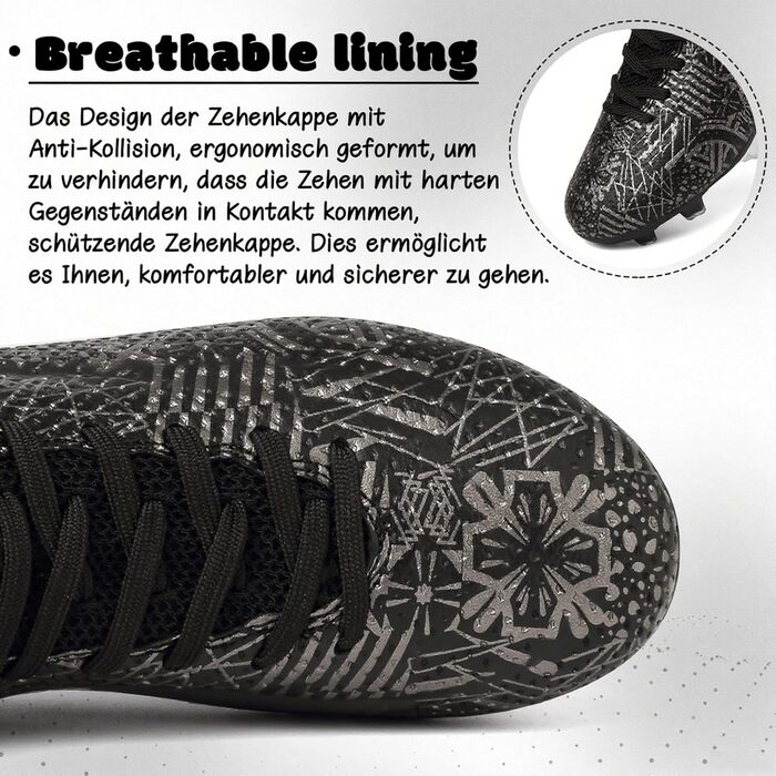 Дитячі футбольні бутси для хлопчиків та дівчаток, розмір 36 EU, чорний колір