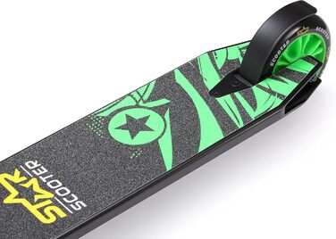 Трюковий самокат STAR SCOOTER Pro Sport для дітей від 5 років, алюмінієвий, 110 мм, HIC компресія, чорний/зелений