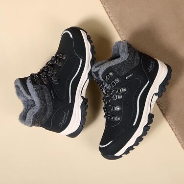 Зимові черевики для жінок: теплі трекінгові черевики, снігоступи, розмір 36-41 (чорно-білі, 39 EU)