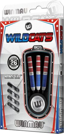 Дротики WINMAU Wildcats 90% вольфраму 26 г з насадками та перами, призматична технологія, точне зважування