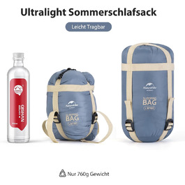 Сплячий мішок Naturehike - легкий, для підлітків та дорослих, комфортна температура 7°C, для походів, кемпінгу та рюкзакових подорожей (LW180-Blau)