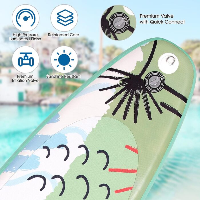 Надувна SUP-дошка RELAX4LIFE 320/335x76x15 см з веслом, насосом, рюкзаком, ремкомплектом та 3 плавниками, для початківців і професіоналів