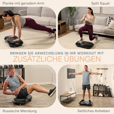 LifePro Вібраційна платформа для тренувань – комплексні тренування всього тіла, фітнес-платформа з еластичними стрічками, обладнання для домашніх тренувань для схуднення та підтяжки, колір: чорний