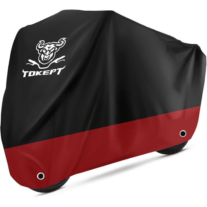 Чорна мотоциклетна накидка з червоною вставкою, 210D Oxford, захист від сонця та води, 96 дюймів (XL) - Harley Davidson, Honda, Suzuki, Kawasaki, Yamaha