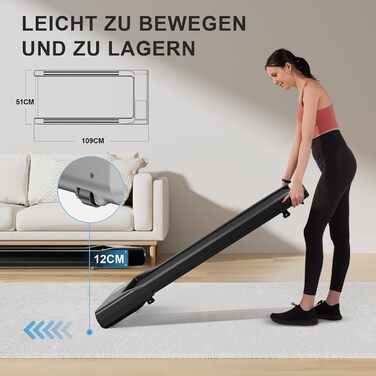 DeerRun Walking Pad: Біговий килимок для дому з інтегрованим столом та мобільною APP, до 159 кг, чорний