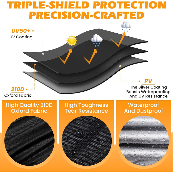 Водонепроникна мотоциклетна накривка Zorplex для захисту від пилу та сонця, 210D Oxford, до 245x105x125 см