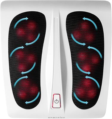 HoMedics електричний шиацу масажер для ніг з 18 масажними головками, функцією глибокої масажної терапії та підігрівом, білий – масажер для втомлених ніг і стоп, догляд та відновлення, преміум-якість