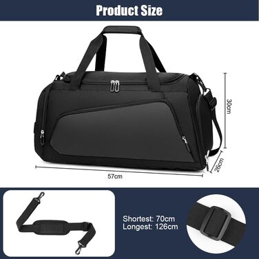 Спортивна сумка для подорожей з відділенням для взуття та вологих речей, водонепроникна сумка для фітнесу, плавання та залу, чорна (унісекс)