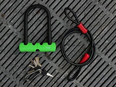 Замок велосипедний ABUS Ultra 410 + SH34-Halterung + Cobra 10/120 - надійний захист вашого велосипеда, рівень безпеки 8, чорний/зелений, 18 см