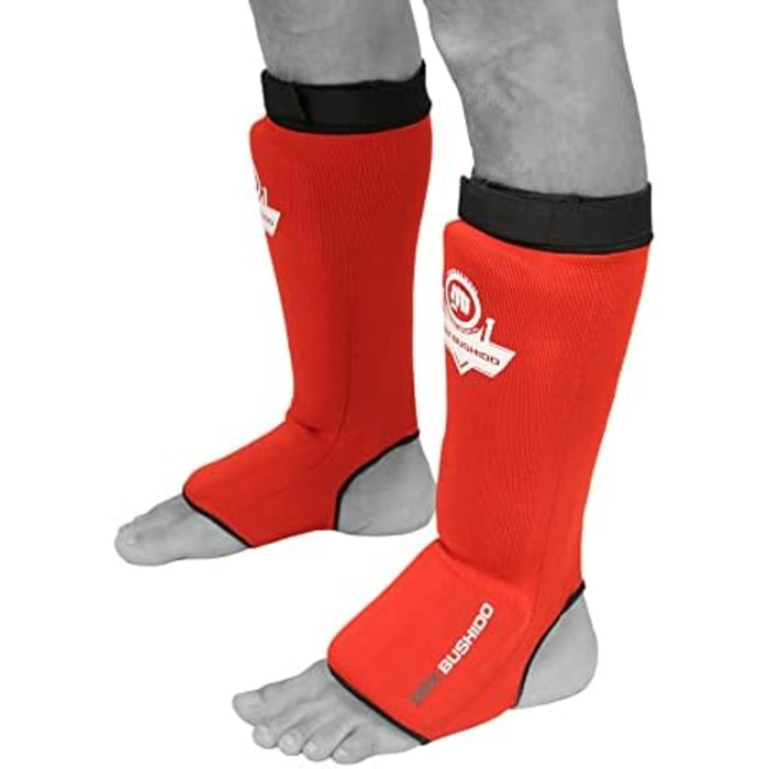 Захист гомілки DBX Bushido Sport Flexibler XL червоний для тайського боксу, MMA та кікбоксингу