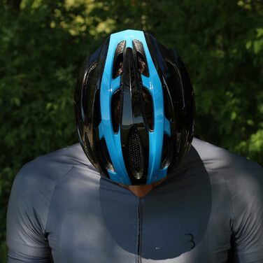 Велошолом BBB Cycling Condor для дорослих, унісекс, чорний/синій, розмір M (54-58 см), знімний візор, сітка від комах, для MTB і шосе