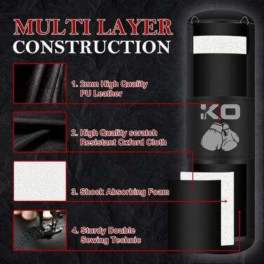 Набір боксерського мішка Boxsack Hängend Set, 120 см, преміум-якість, для боксу, кікбоксингу, MMA, грэпплінгу, карате та інших єдиноборств