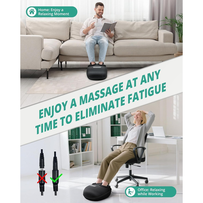 Масажер для ніг Medcursor з підігрівом, глибокий масаж, зняття напруги м'язів та стоп, багатоступеневі налаштування та регульована інтенсивність для дому та офісу (Чорний)