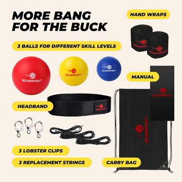 Рефлексний м'яч для боксу - набір для дорослих та дітей з наголов'ям, сумкою та рукавичками. Покращує координацію, швидкість ударів та реакцію. Комплект з 3 м'ячів