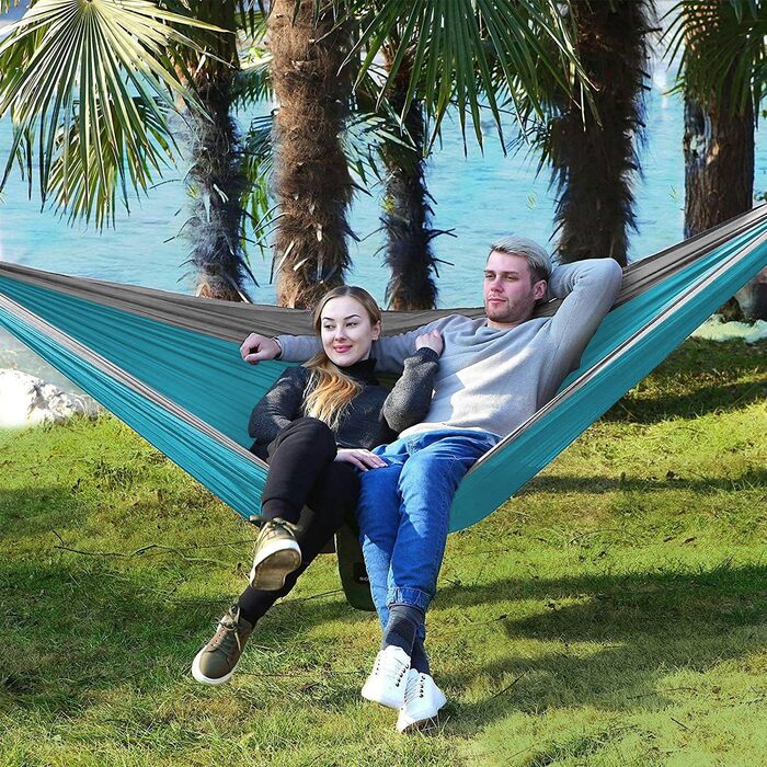 Гамак SONGMICS для 2 осіб, Ripstop Nylon, 300 кг, для кемпінгу та подорожей, 275 x 140 см, зелений