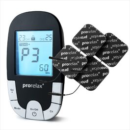 Prorelax TENS/EMS Duo Comfort Blackline: електростимулятор для м'язів та зняття болю | 2 терапії в одному приладі | З підсвічуваним дисплеєм
