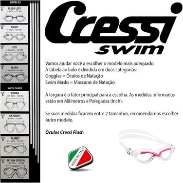 Окуляри для плавання CRESSI Flash (чорно-червоні) з прозорими лінзами: для басейну, триатлону, снорклінгу. Антифог, захист від подряпин та UV