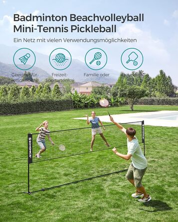 SONGMICS М'язова сітка для бадмінтону та волейболу, регульована висота, 4 м, чорна