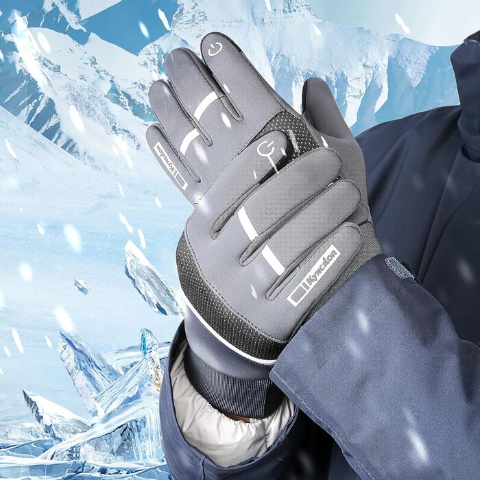 Чоловічі зимові рукавички KynciLOR Winterhandschuhe - теплі, сенсорні, велосипедні, для катання на лижах та роботи (XL, сірі)