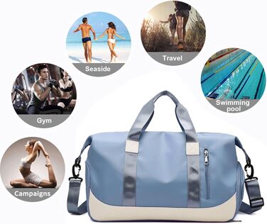 Keyck спортивна сумка 40 л для жінок і чоловіків, з відділенням для взуття та вологих речей, водонепроникна, складна, легка дорожня сумка для спорту, фітнесу, басейну, синя