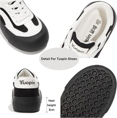 Жіночі кросівки Tuopin Mode: класична гумова підошва, стильні, неслизькі, повсякденні. Чорно-білі (39.5 EU)