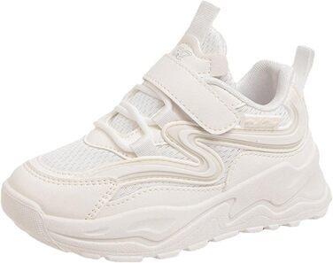 Дитячі спортивні кросівки для хлопчиків та дівчаток: дихаючі, легкі, унісекс, з антиковзкою підошвою та кріпленням на липучці. Ідеально для залу, фітнесу та тенісу. Розмір 29 EU, колір білий