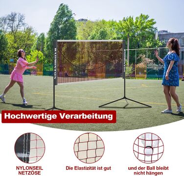 Мережа для бадмінтону Icodm портативна, регульована висота, для саду, вулиці, тренувань (5.1 м)