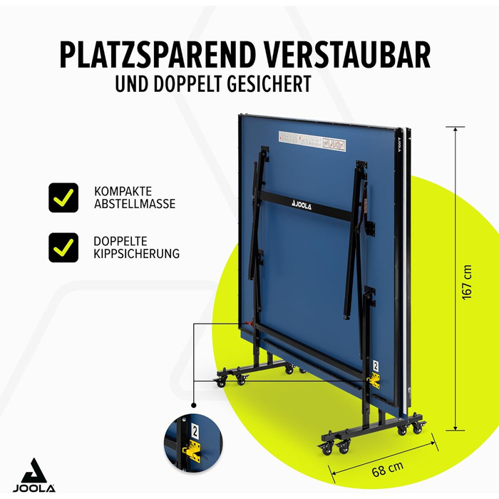 Стіл для пінг-понгу JOOLA Inside 13, розкладний, синій, 274 x 152,5 x 76 см, включає сітку