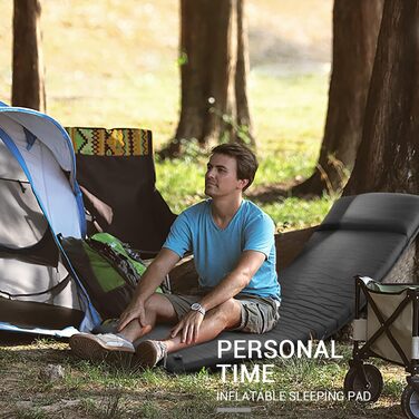 Кемпінговий килимок - 7 см UltraThick Elastic Foam, самонадувний з подушкою. Швидке надування за 25 секунд, сірий колір