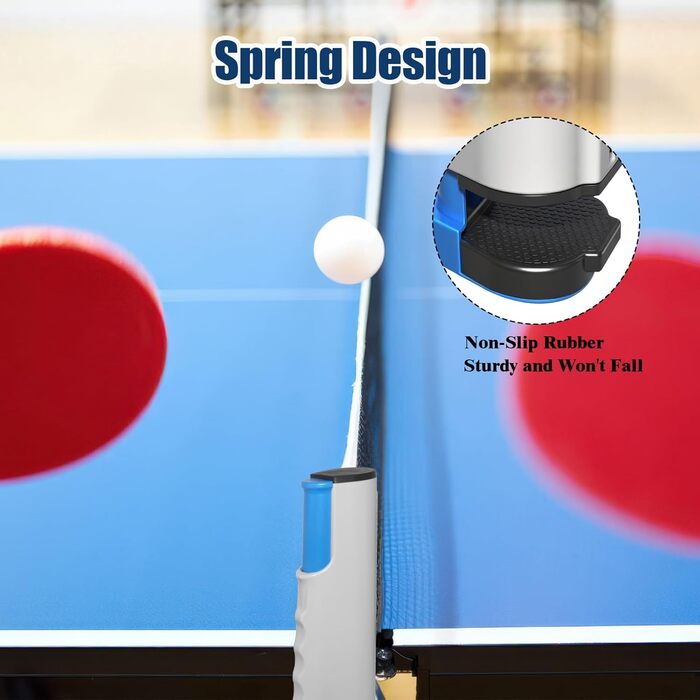 М'ячик для настільного тенісу Dalephoric, висувний, портативний, для гри в приміщенні та на вулиці, довжина до 170 см, сітка для настільного тенісу, офісний стіл, сіро-блакитний