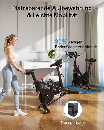 Магнітний велотренажер Lacuffy з AI-коучем та додатком, регульований опір, LCD-дисплей, до 136 кг, безшумний домашній ергометр