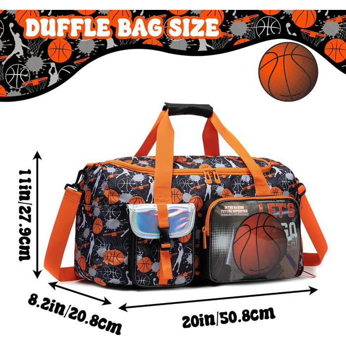 Дитяча спортивна сумка HTgroce з відділенням для взуття. Сумка для плавання, подорожей, дівчаткам. Колір: білий, серце. З баскетбольним дизайном.