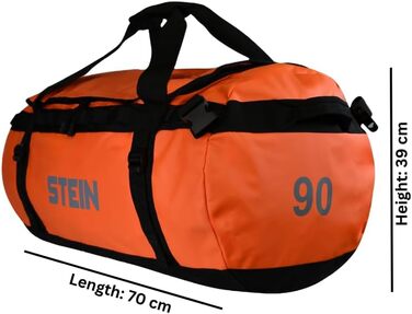 Водонепроникна сумка для подорожей та рюкзак STEIN Metro 90 л, ПВХ-тент, з компресійними ременями та м'якими плечовими ременями, жовтий