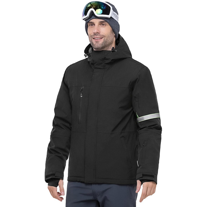 Чоловіча лижна куртка 33000ft: водонепроникна, вітрозахисна, тепла, функціональна, для сноуборду та лиж, чорного кольору