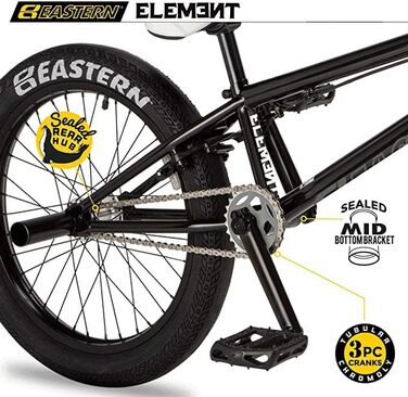 BMX велосипед Eastern Bikes Element 50,8 см, повністю хромомолібденова рама і вилка, чорний