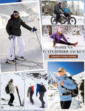 Водонепроникна зимова куртка Voqeen для жінок. Тепла флісова снігозахисна куртка для катання на лижах, вітронепроникна, дихаюча, з капюшоном. Розмір M, колір персиковий.