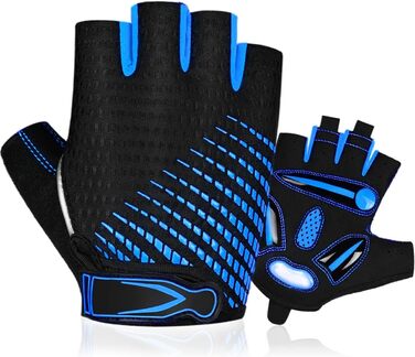 Велосипедні рукавички без пальців з гелевою подушкою для жінок та чоловіків. Дихаючі, неслизькі рукавички для шосе, MTB, тренувань, фітнесу, спорту. Колір: блакитний, розмір: L