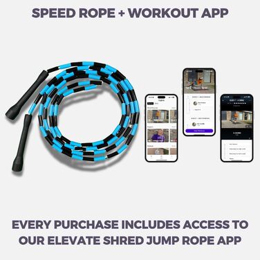 Стрибкове канат Elevate Rope Professional з перлами - 3м, регульований, якісні перлини та полішнур - для фрістайлу, кардіо та трюків, підходить для всіх рівнів, для використання в приміщенні та на вулиці (Blue/Black)