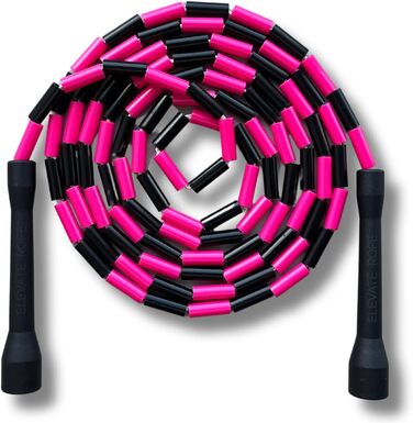 Стрибкове канат Elevate Rope Pro з перлинками, 3м, регульований, чорно-рожевий - для фрістайлу, кардіо та трюків