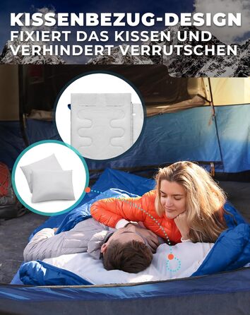 Сплячий мішок KingCamp для двох осіб, зимовий, для кемпінгу, блакитний. Зручний та теплий спальник для відпочинку на природі.