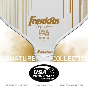 Професійна ракетка для піклболу Franklin Sports Signature Series з покриттям MaxGrit, турнірна, сертифікована USAPA