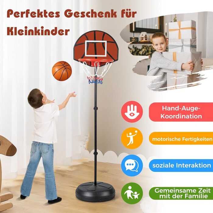 Дитячий баскетбольний кошик COSTWAY 2-в-1 з дротиками: стійка для баскетболу з регульованою висотою (96-146 см) для дітей від 8 років