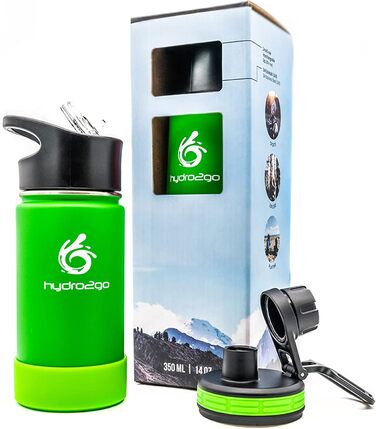Дитяча термос-бутилка з нержавіючої сталі hydro2go 350 мл Pure Pink, без BPA, 2 кришки (з трубочкою та спортивна), герметична