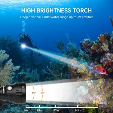 Ліхтар під водою Wurkkos Tauchlampe - 150 метрів, 5000 люмен, 4 LED LH351D, акумуляторний, з зарядним пристроєм