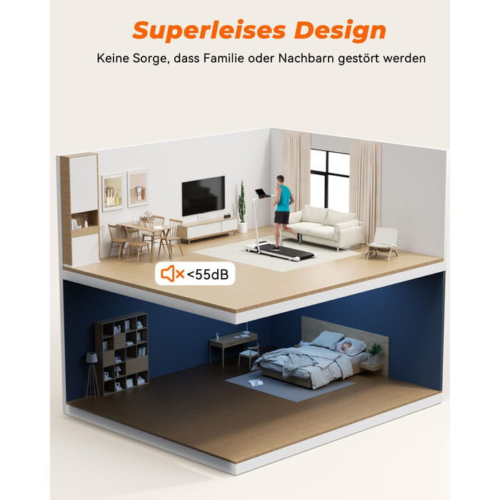 Бігова доріжка Superun Walking Pad з нахилом 6%, для дому, з додатком та пультом, до 12 км/год, витримує до 136 кг